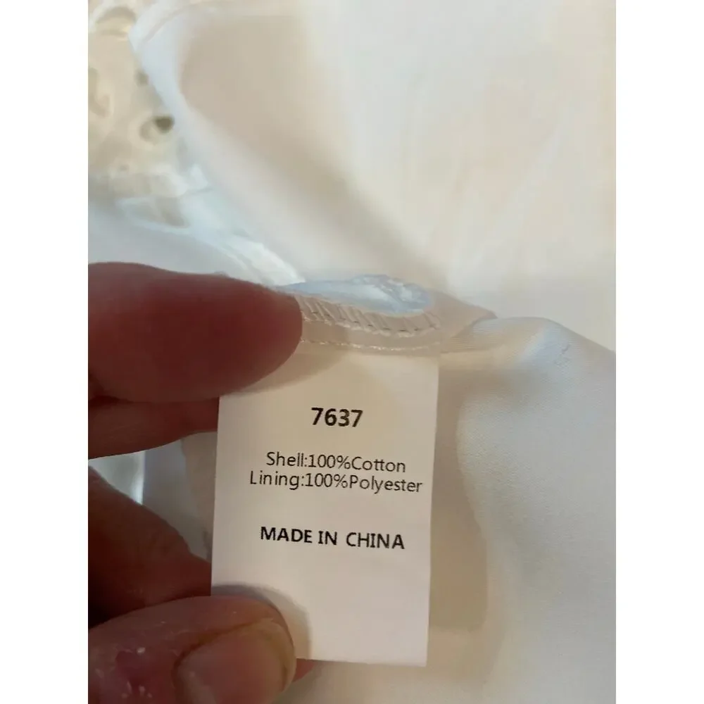 Pretty Garden white eyelet lace fully lined tiered maxi dress W - Picture 4 of 13